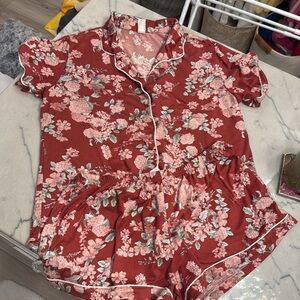 Flora Nikrooz Floral Red Pajama Set